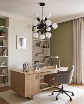 czarna lampa wisząca sufitowa z wieloma kulistymi kloszami do salonu nowoczesne oświetlenie producent Lampit seria Nova W12