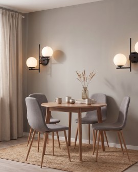 Nowoczesna czarna lampa ścienna z białymi szklanymi kloszami do salonu z serii FINO Lampit