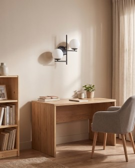Nowoczesna czarna lampa ścienna z białymi szklanymi kloszami do salonu z serii FINO Lampit