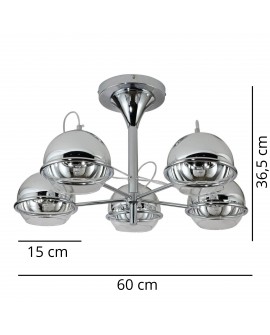 Lampa sufitowa chromowana pięć punktów światła Veroni W5