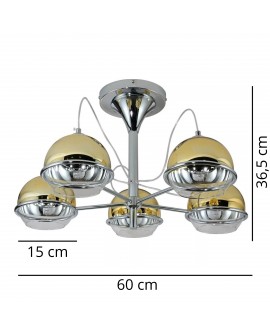 Lampa sufitowa VERONI W5 nowoczesna złota forma pięć punktów świetlnych