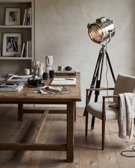 Stojąca lampa podłogowa FUTURIS Lumina Deco na czarnym trójnogu w stylu nowoczesnym