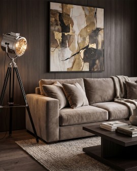 Stojąca lampa podłogowa FUTURIS Lumina Deco na czarnym trójnogu w stylu nowoczesnym