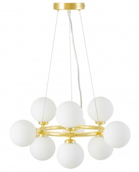 LAMPA WISZĄCA NOWOCZESNA ZŁOTO KLASYCZNE BIAŁE KULE MARSIADA 9
