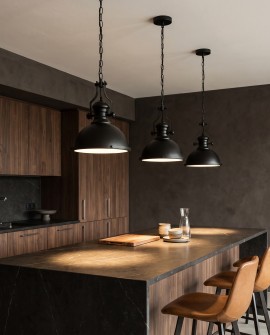 Czarna lampa ELIGIO W1 z metalowym kloszem i szklanym elementem dolnym
