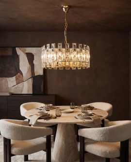 Złoty żyrandol kryształowy Fiorina D60 lumina deco w eleganckim wykończeniu