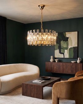 Złoty żyrandol kryształowy Fiorina D60 lumina deco w eleganckim wykończeniu