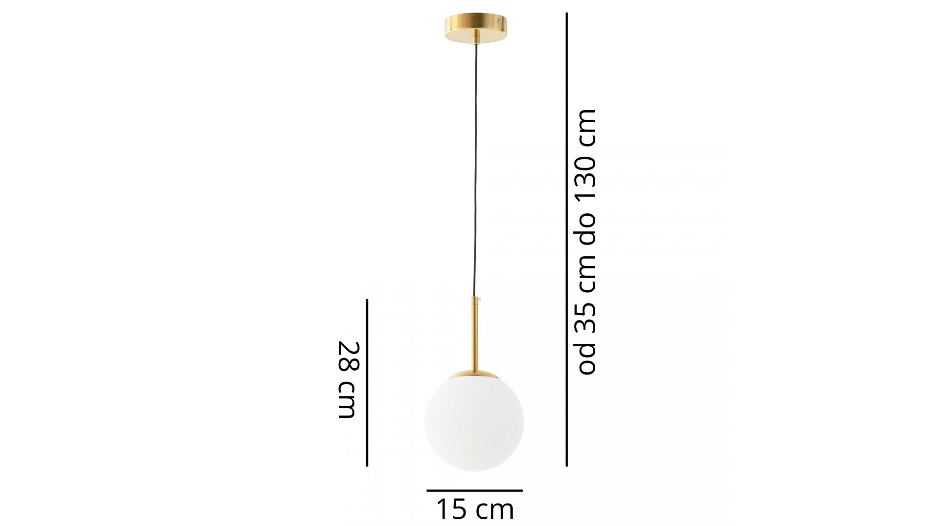Lampa wisząca nowoczesna złota szczotkowana biała kula Fredica 15 widok główny z przodu