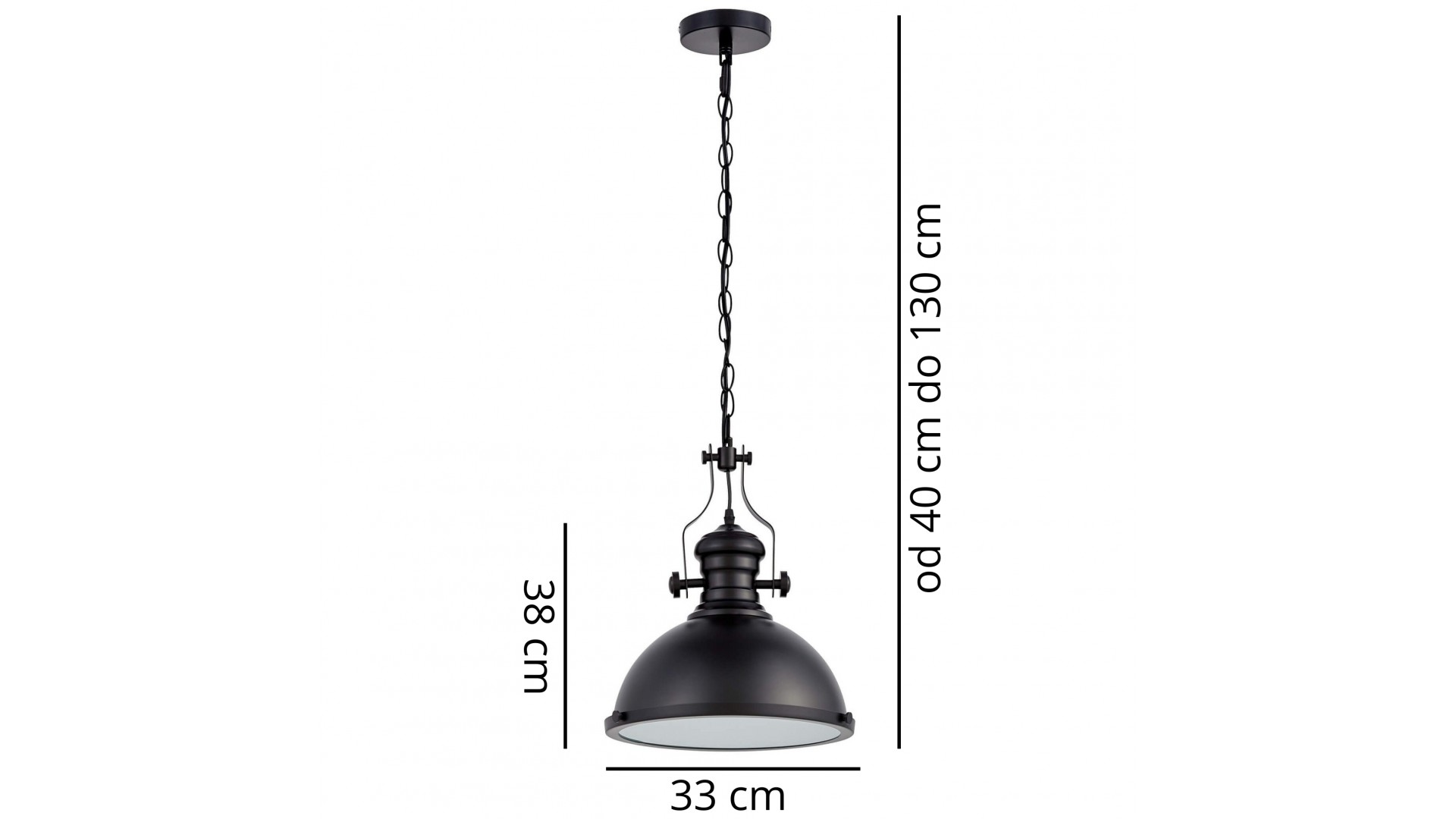 Czarna lampa ELIGIO W1 z metalowym kloszem i szklanym elementem dolnym