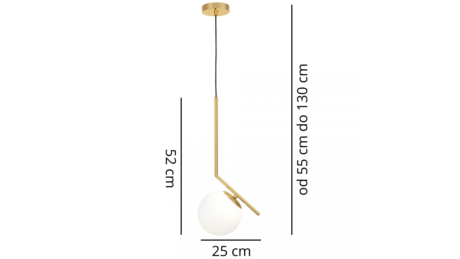 lampa wisząca w kolorze złota szczotkowanego z białą kulą sorento 15 lumina deco na białym tle