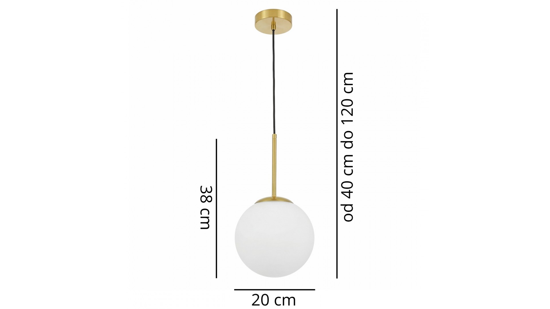 lampa wisząca złota szczotkowana fredica 20 lumina deco z białą kulą na białym tle