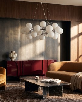 Lampa wisząca nowoczesna chromowana białe kule Marsiada 25 Lumina Deco – ujęcie główne