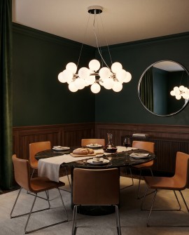 Lampa wisząca nowoczesna chromowana białe kule Marsiada 25 Lumina Deco – ujęcie główne