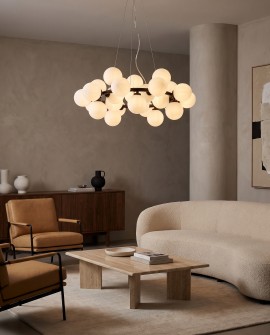 Lampa wisząca MARSIADA W25 w kolorze czarnym z okrągłymi białymi kloszami