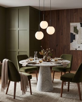 LAMPA WISZĄCA NOWOCZESNA CZARNA POTRÓJNA BIAŁE KULE FREDICA 3 OKRĄGŁA LUMINA DECO