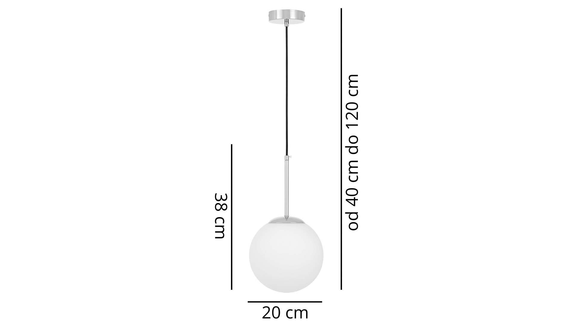LAMPA WISZĄCA SUFITOWA NOWOCZESNA CHROMOWANA BIAŁA KULA FREDICA 20 LUMINA DECO