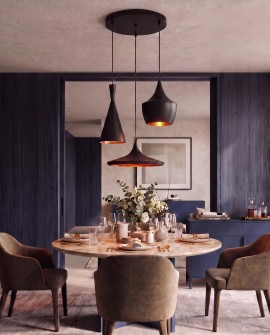 LAMPA WISZĄCA LOFT CZARNA POTRÓJNA FOGGI W3 LUMINA DECO