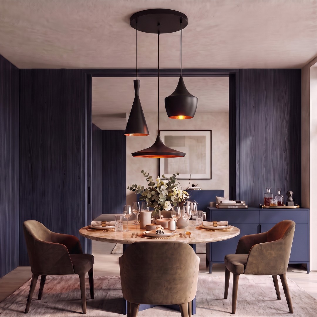 LAMPA WISZĄCA LOFT CZARNA POTRÓJNA FOGGI W3 LUMINA DECO