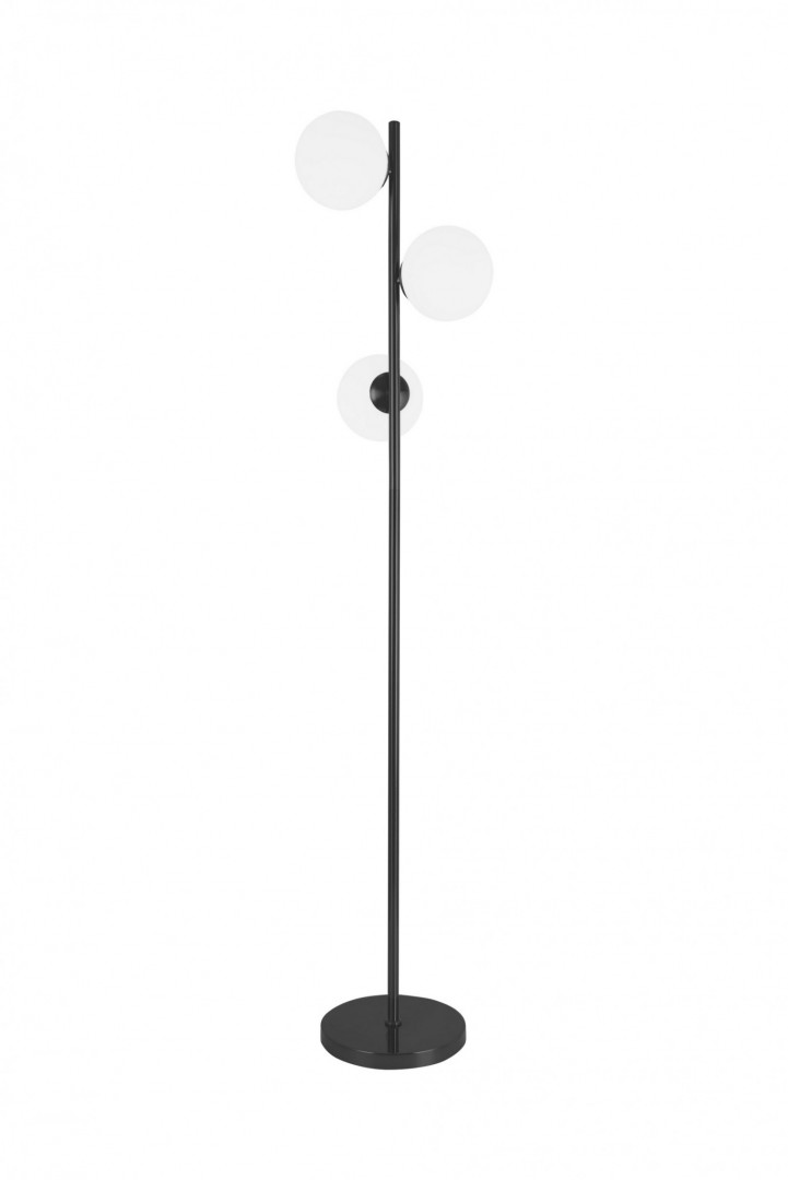 LAMPA STOJĄCA PODŁOGOWA CZARNA BIAŁE KULE FREDICA 3 LUMINA DECO