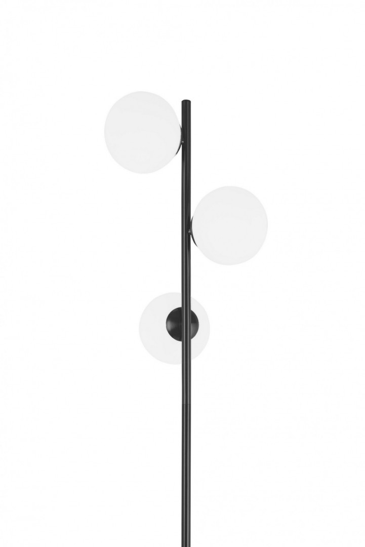 LAMPA STOJĄCA PODŁOGOWA CZARNA BIAŁE KULE FREDICA 3 LUMINA DECO