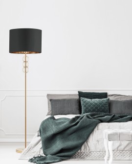 LAMPA PODŁOGOWA STOJĄCA CZARNO-ZŁOTA SZCZOTKOWANA AZZARIA LUMINA DECO