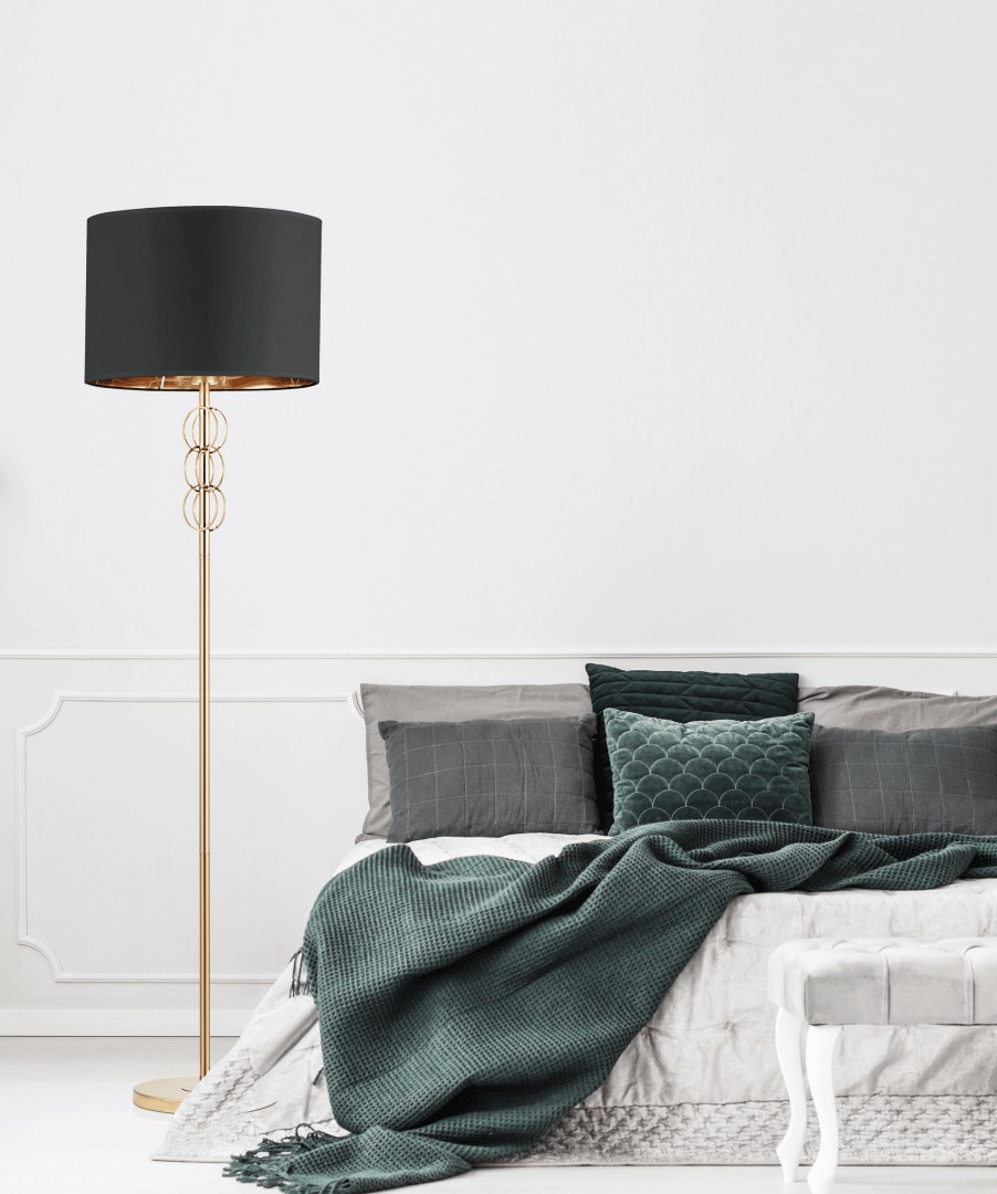 LAMPA PODŁOGOWA STOJĄCA CZARNO-ZŁOTA SZCZOTKOWANA AZZARIA LUMINA DECO