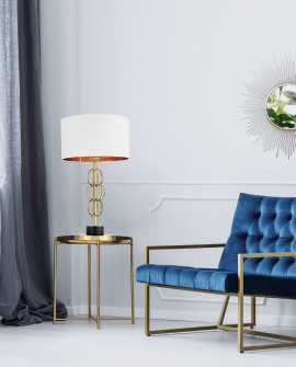 lampa stołowa glamour biało złota szczotkowana azzaria lumina deco na białym tle