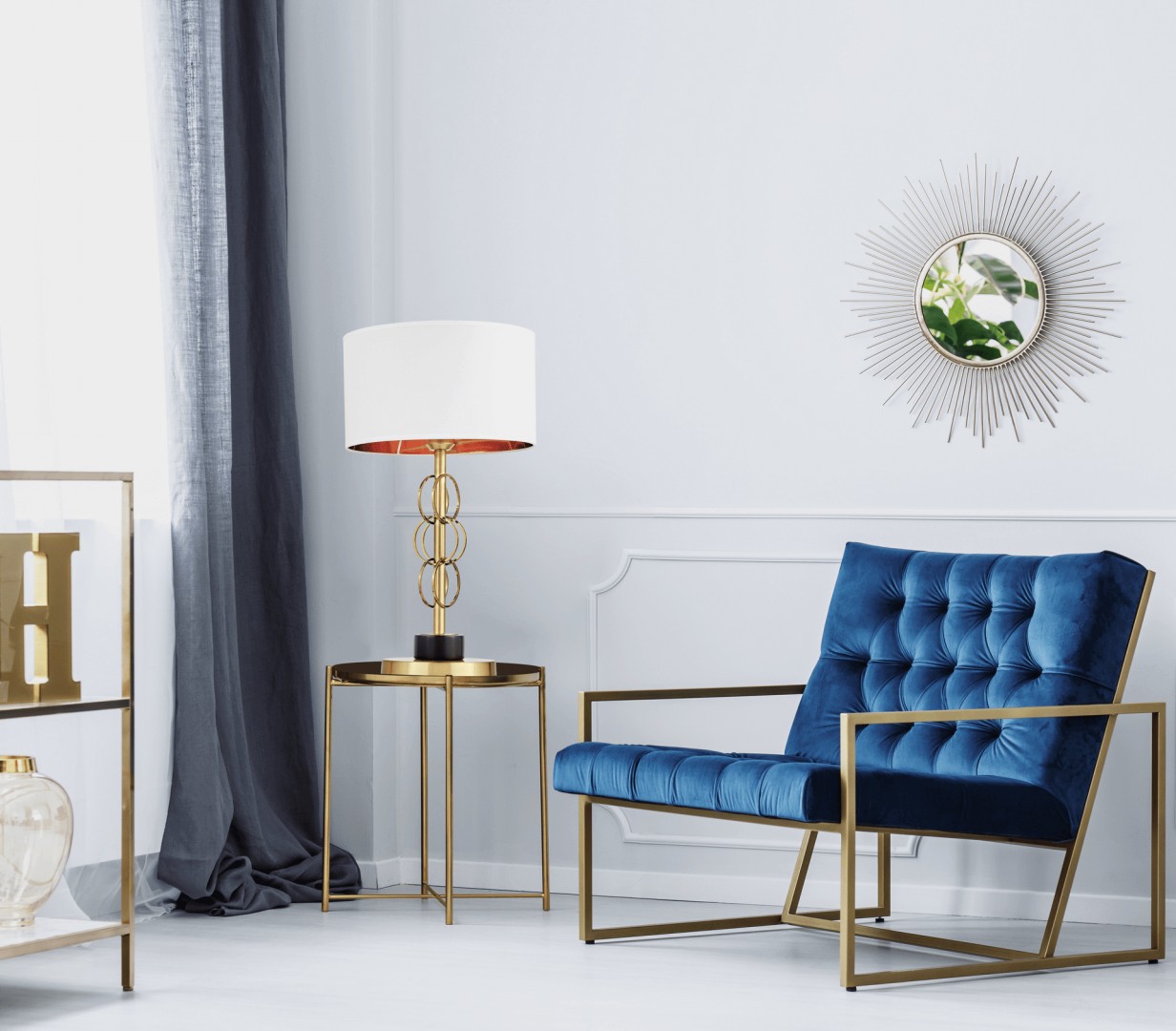 lampa stołowa glamour biało złota szczotkowana azzaria lumina deco aranżacja wnętrza