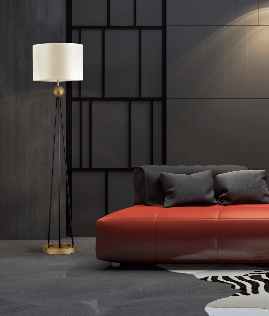 LAMPA PODŁOGOWA STOJĄCA BIAŁO-ZŁOTA BELFORTE LUMINA DECO