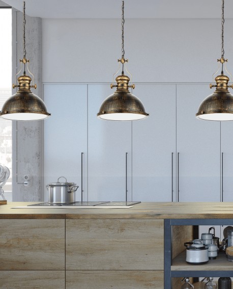 LAMPA WISZĄCA INDUSTRIALNA DUŻA STARE ZŁOTO ELIGIO W1 LUMINA DECO