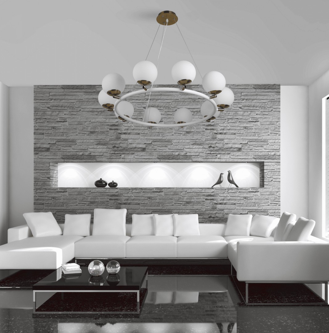 NOWOCZESNA LAMPA WISZĄCA BIAŁO-MOSIĘŻNA MODICA W10 LUMINA DECO