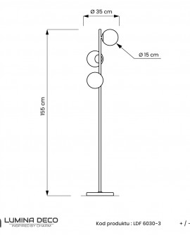 LAMPA STOJĄCA PODŁOGOWA MOSIĘŻNA FREDICA W3 LUMINA DECO