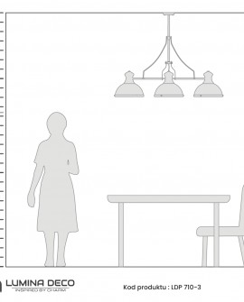 POTRÓJNA LAMPA WISZĄCA INDUSTRIALNA CZARNO-MOSIĘŻNA ETTORE W3 LUMINA DECO