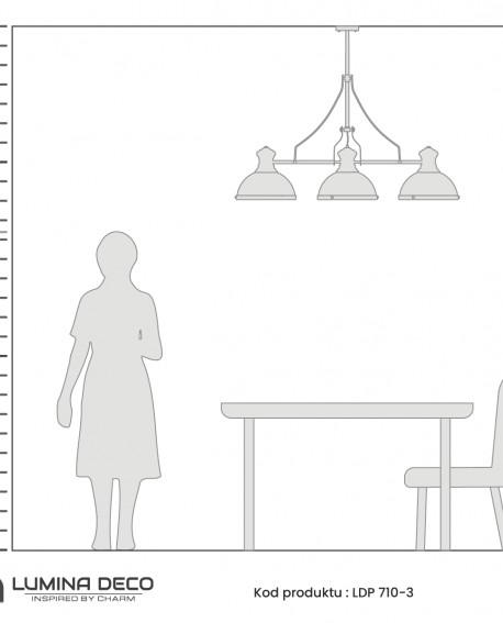 POTRÓJNA LAMPA WISZĄCA INDUSTRIALNA CZARNO-MOSIĘŻNA ETTORE W3 LUMINA DECO