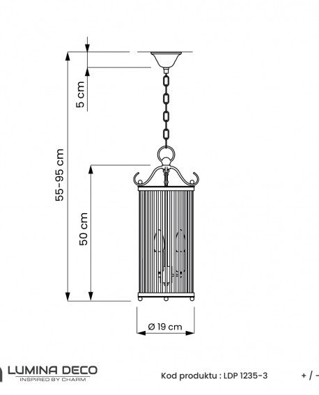 LAMPA WISZĄCA LOFT MOSIĘŻNA BOSTON W3 LUMINA DECO