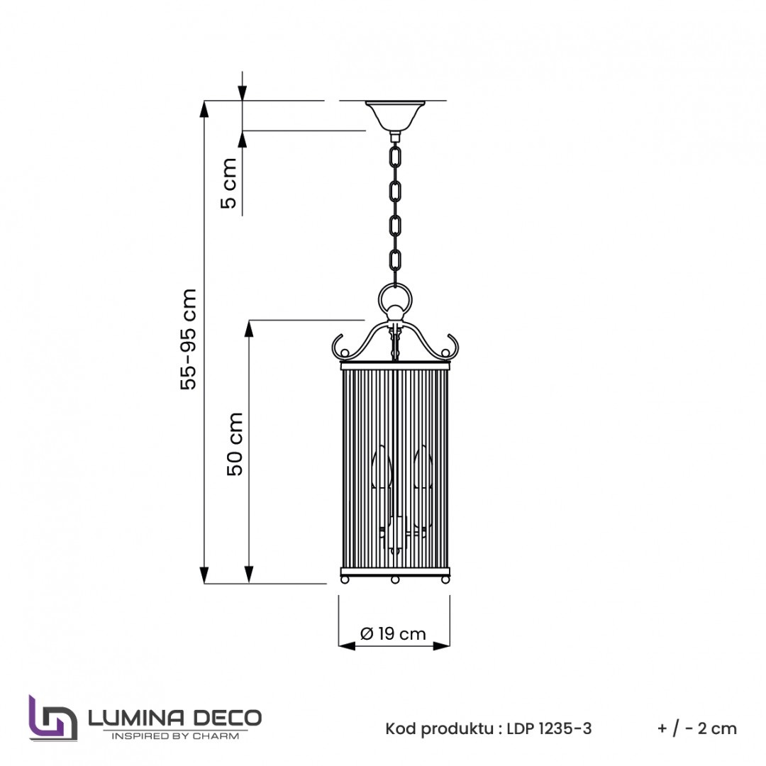 LAMPA WISZĄCA LOFT ZŁOTO SZCZOTKOWANE BOSTON W3 LUMINA DECO