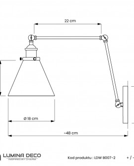 KINKIET LAMPA ŚCIENNA LOFT MOSIĘŻNA RUBI W2 LUMINA DECO