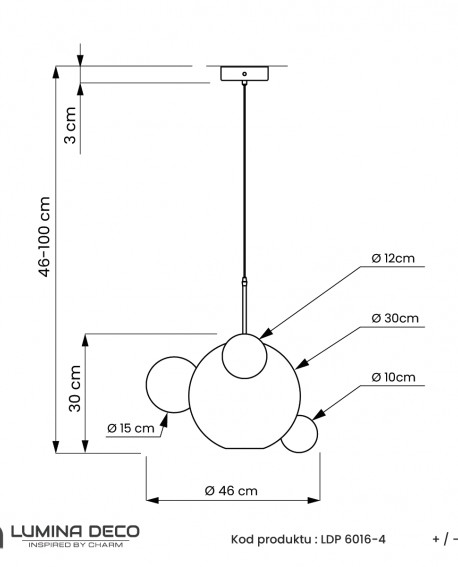 NOWOCZESNA LAMPA WISZĄCA CZARNA NERONI W4 LUMINA DECO