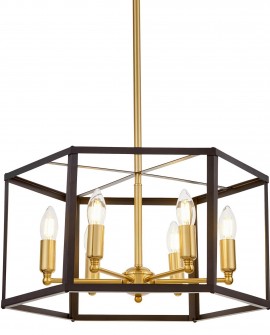 LAMPA WISZĄCA LOFT CZARNO-ZŁOTA SZCZOTKOWANA LORTON W6 LUMINA DECO