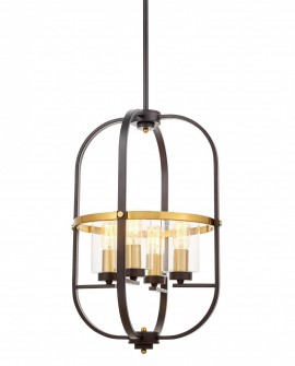 LAMPA WISZĄCA LOFT CZARNO-ZŁOTA SZCZOTKOWANA MONTEREY W4 LUMINA DECO