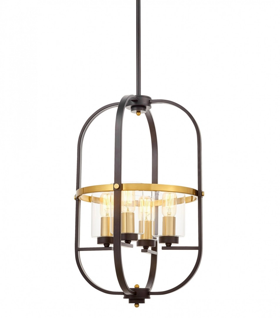 LAMPA WISZĄCA LOFT CZARNO-ZŁOTA SZCZOTKOWANA MONTEREY W4 LUMINA DECO