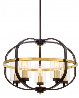LAMPA WISZĄCA LOFT CZARNO-ZŁOTA SZCZOTKOWANA MONTEREY W5 LUMINA DECO