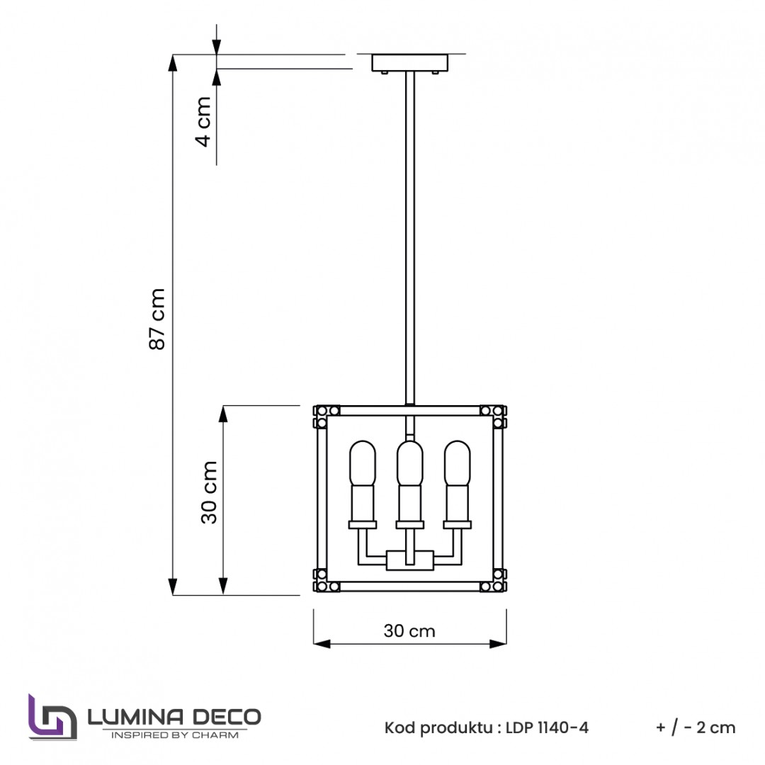 lampa wisząca waldorf w4 czarno złota szczotkowana rysunek techniczny wymiary