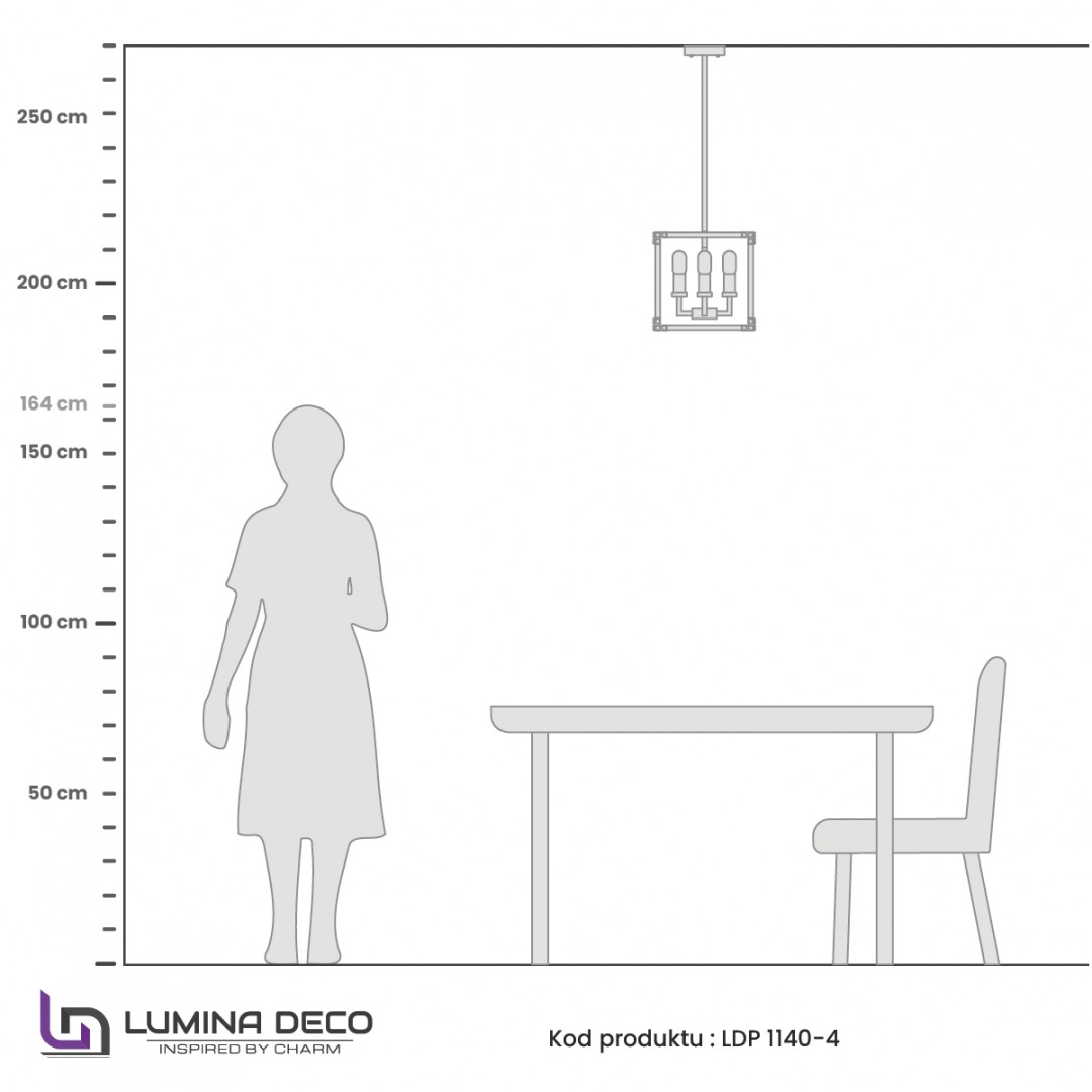 lampa wisząca waldorf w4 czarno złota szczotkowana rysunek techniczny sylwetka