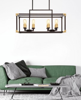 LAMPA WISZĄCA LOFT CZARNO-MOSIĘŻNA WALDORF W8 LUMINA DECO