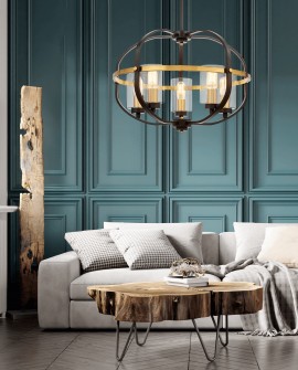 LAMPA WISZĄCA LOFT CZARNO-ZŁOTA SZCZOTKOWANA MONTEREY W5 LUMINA DECO