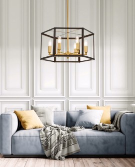 LAMPA WISZĄCA LOFT CZARNO-ZŁOTA SZCZOTKOWANA LORTON W6 LUMINA DECO