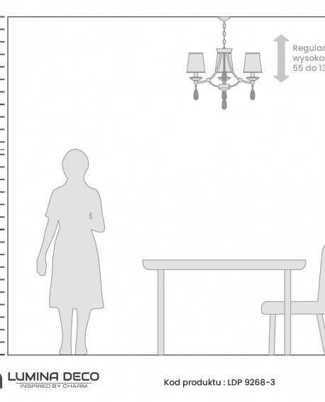 ŻYRANDOL LAMPA WISZĄCA KRYSZTAŁOWA ZŁOTY DOMINNI W3 LUMINA DECO
