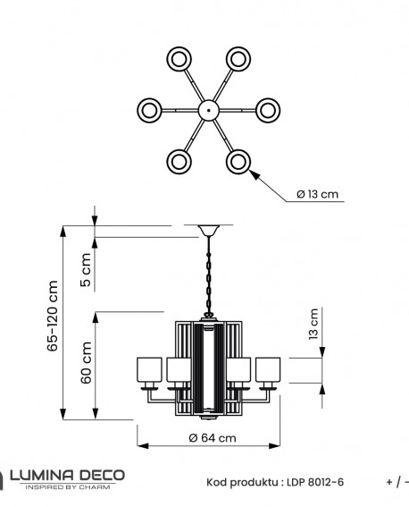 schemat montażu lampy Manhattan chrom nowoczesna forma Lumina Deco
