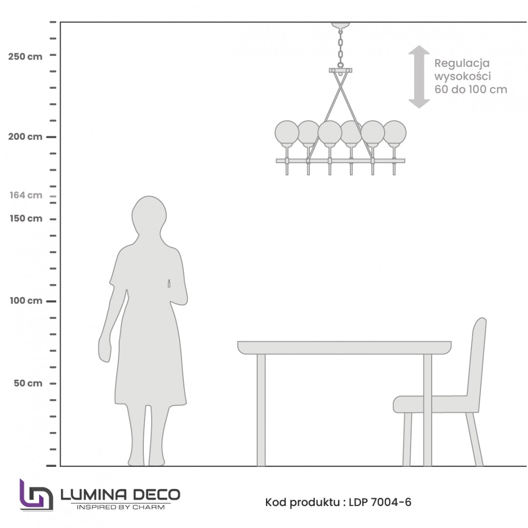 NOWOCZESNA LAMPA WISZĄCA ZŁOTO SZCZOTKOWANE ALDONO W6 LUMINA DECO